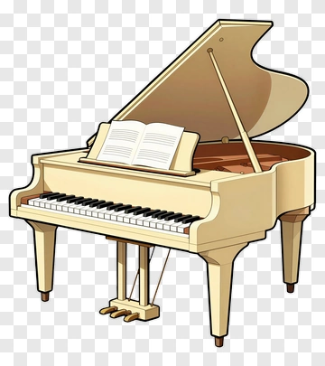 Cartoon Grand Piano With Sheet Music PNG
