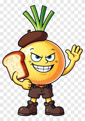 Cartoon Onion Holding A Slice Of Bread PNG