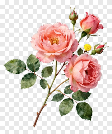 Pink Rose Bouquet With Buds And Leaves PNG