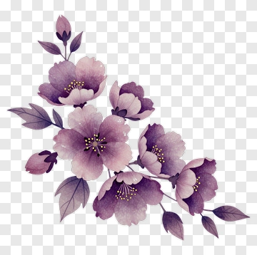 Watercolor Purple Flower Bouquet PNG