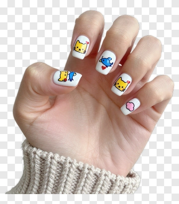 Nail Art Featuring Cute Cartoon Characters PNG