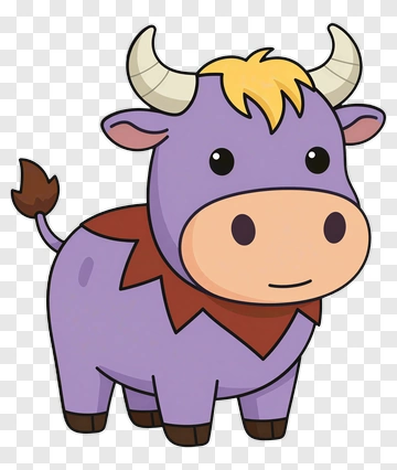 Cartoon Purple Cow PNG