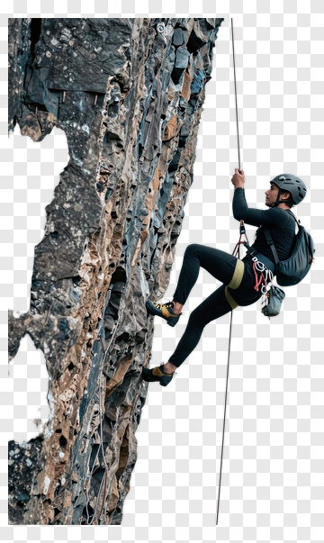 Rock Climber Descending A Cliff PNG