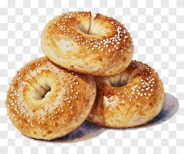 Fresh Bagels Stacked Together PNG