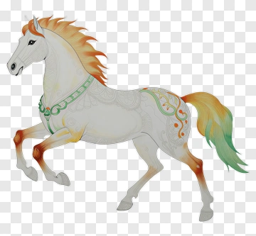 Colorful Horse With Decorative Mane PNG