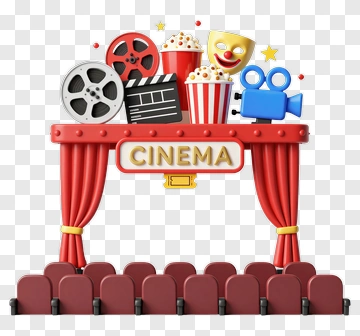 Cinema Theater Entrance With Film Elements PNG