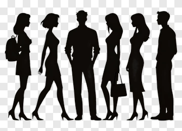 Silhouetted Group Of People In Fashionable Attire PNG