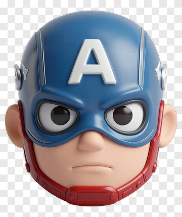 3D Captain America Character Face PNG