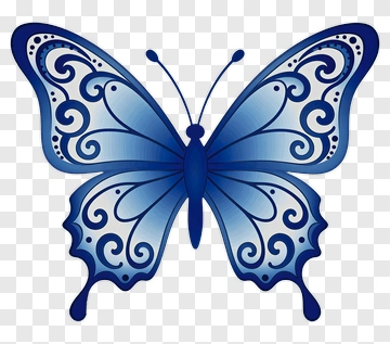 Blue Butterfly With Decorative Patterns PNG