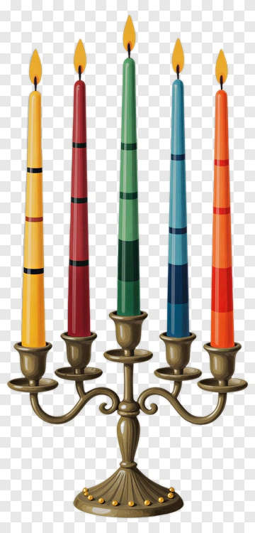 Colorful Candles On A Menorah PNG