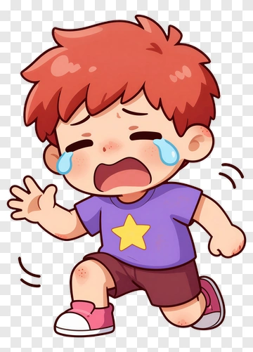 Crying Cartoon Boy Running PNG
