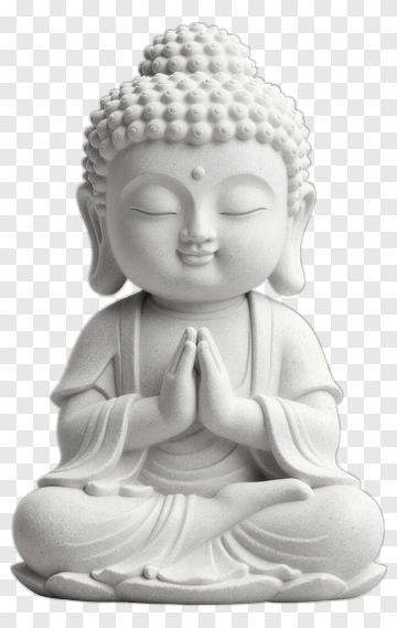 White Buddha Statue In A Meditative Pose PNG