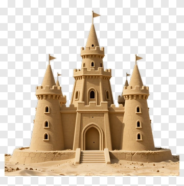 Sandcastle With Towers And Flags PNG