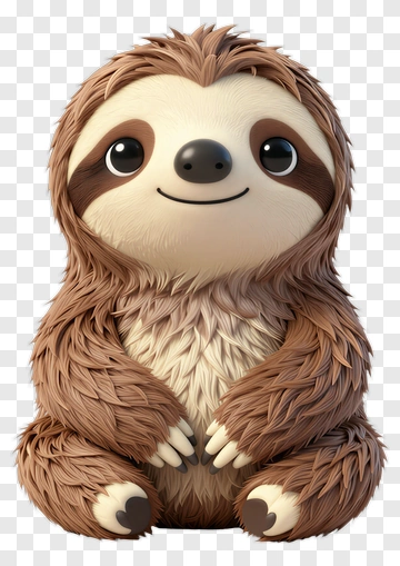 3D Cartoon Sloth PNG