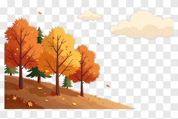 Colorful Autumn Trees On A Hillside PNG