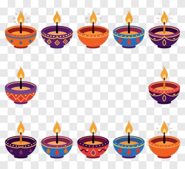 Colorful Diwali Oil Lamps PNG