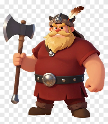 Viking Warrior Holding An Axe PNG