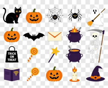 Halloween Themed Icons And Elements PNG
