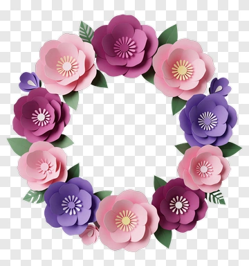 Colorful Paper Flower Wreath PNG