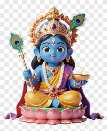 Colorful Lord Krishna Holding A Lamp PNG