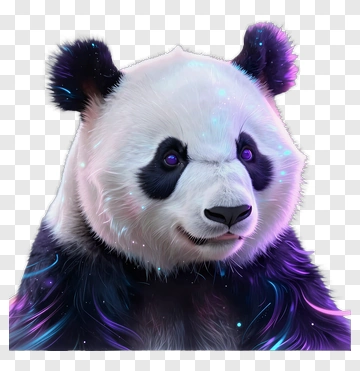 Colorful Panda Portrait PNG