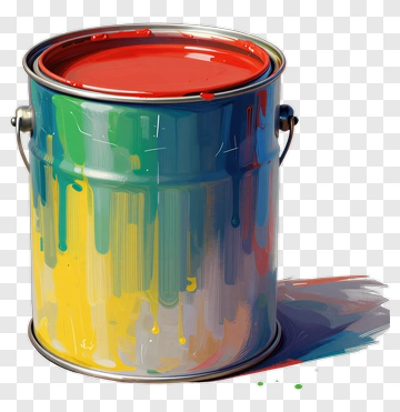 Colorful Paint Can With Dripping Paint PNG