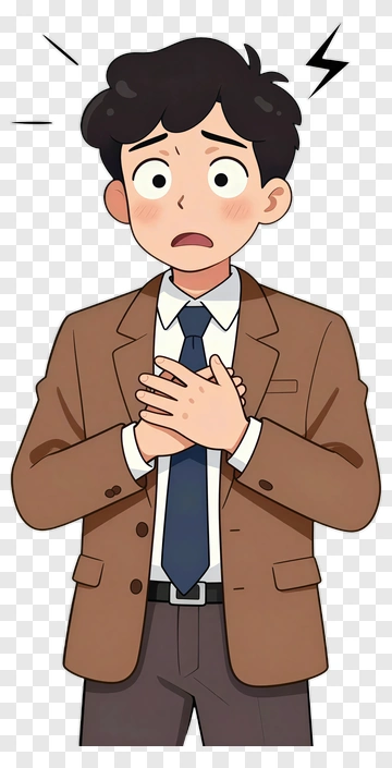 Worried Man In A Suit Holding His Chest PNG