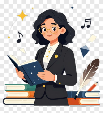 Cartoon Teacher Holding A Book PNG
