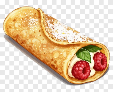 Delicious Crepe With Raspberries And Cream PNG