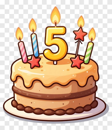 Birthday Cake With Five Candles PNG
