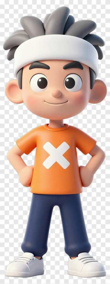 Cartoon Boy Standing Confidently PNG