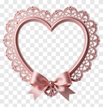Pink Heart-Shaped Frame With Ribbon PNG
