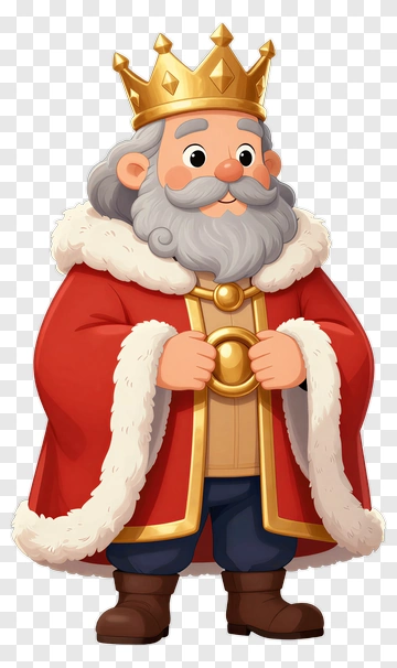 Cartoon King Wearing A Red Robe PNG