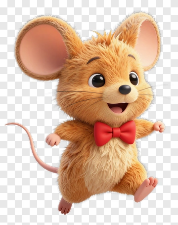 Cartoon Mouse With Red Bow Tie PNG