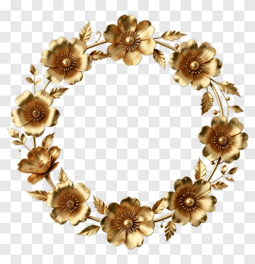 Gold Floral Wreath PNG