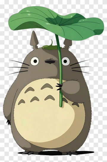Totoro Holding A Leaf PNG