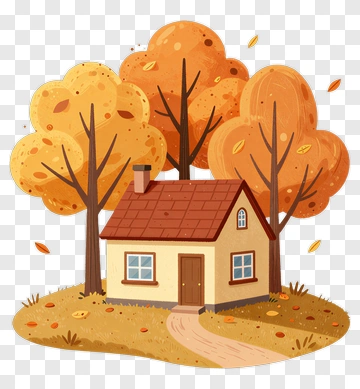 Cozy House Surrounded By Autumn Trees PNG