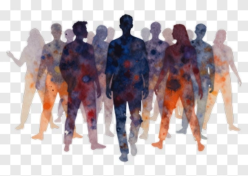 Silhouette Group Of People In Watercolor Style PNG