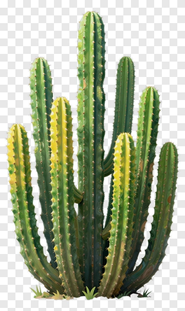 Cactus With Green And Yellow Spines PNG