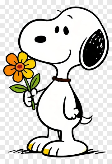 Cartoon Dog Holding A Flower PNG