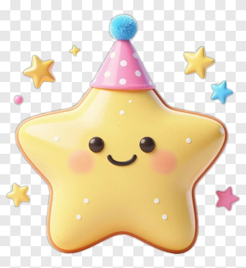 Cartoon Star With Party Hat And Smiling Face PNG
