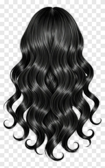 Long Black Wavy Hair PNG