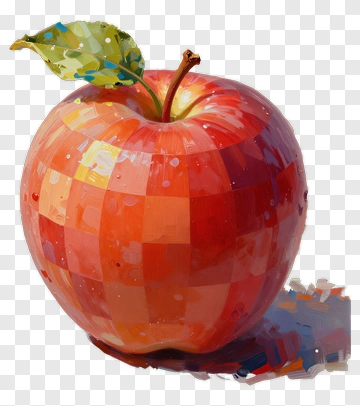 Colorful Apple With Leaf PNG
