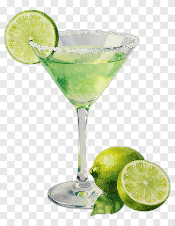 Cocktail Glass With Lime And Garnish PNG