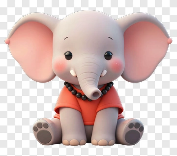 Cartoon Elephant Sitting With A Red Shirt PNG