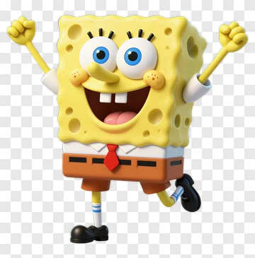 Cartoon Spongebob Squarepants With Excited Pose PNG