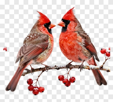 Pair Of Cardinals On A Snowy Branch PNG