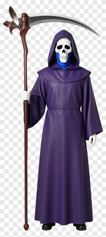 Cartoon Grim Reaper Holding A Scythe PNG