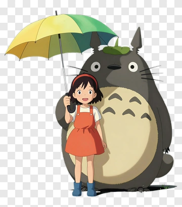 Girl Holding Umbrella With Totoro PNG