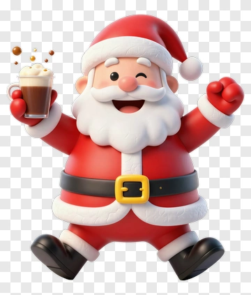Cartoon Santa Claus Holding A Drink PNG